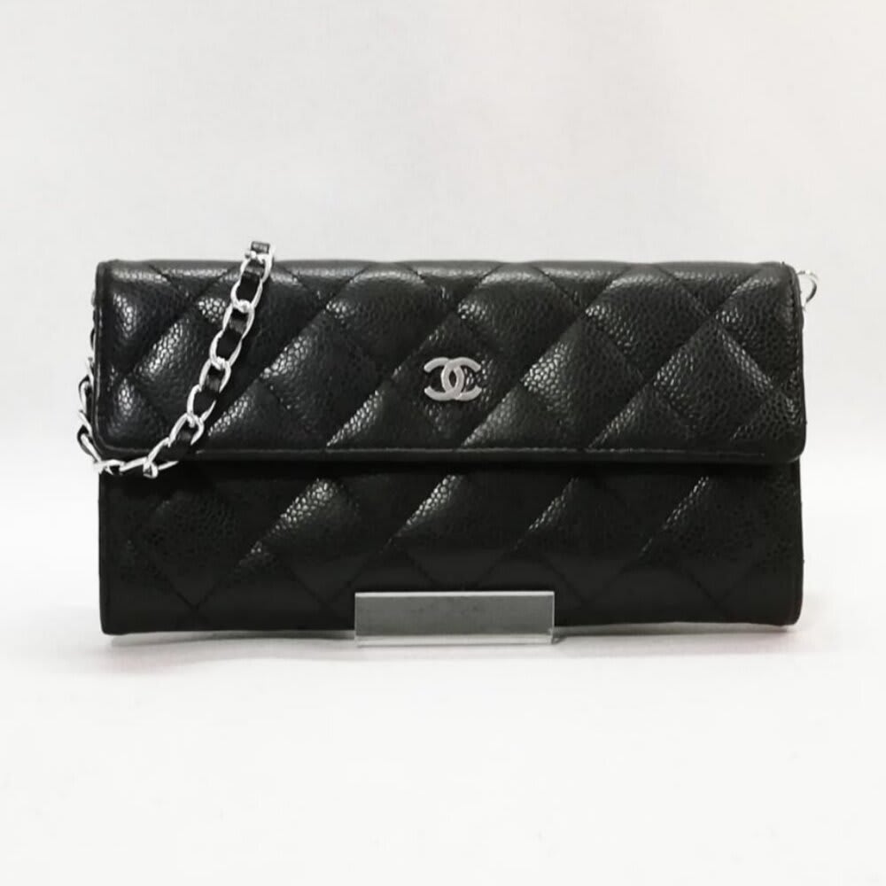 Chanel CC Classic Caviar Flap Wallet Chain Shoulder Crossbody Black — view 3