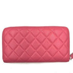 Chanel Pink Lambskin Rhinestone Quilted Long Wallet Lucky Charm Camellia — view 6