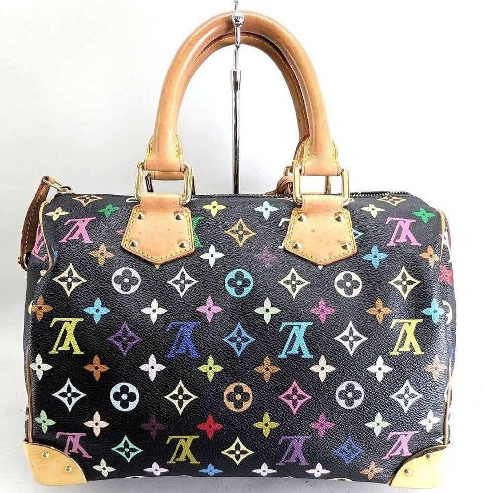 Louis Vuitton Speedy 30 Monogram Multicolor Sac Bag Black Tote Handbag