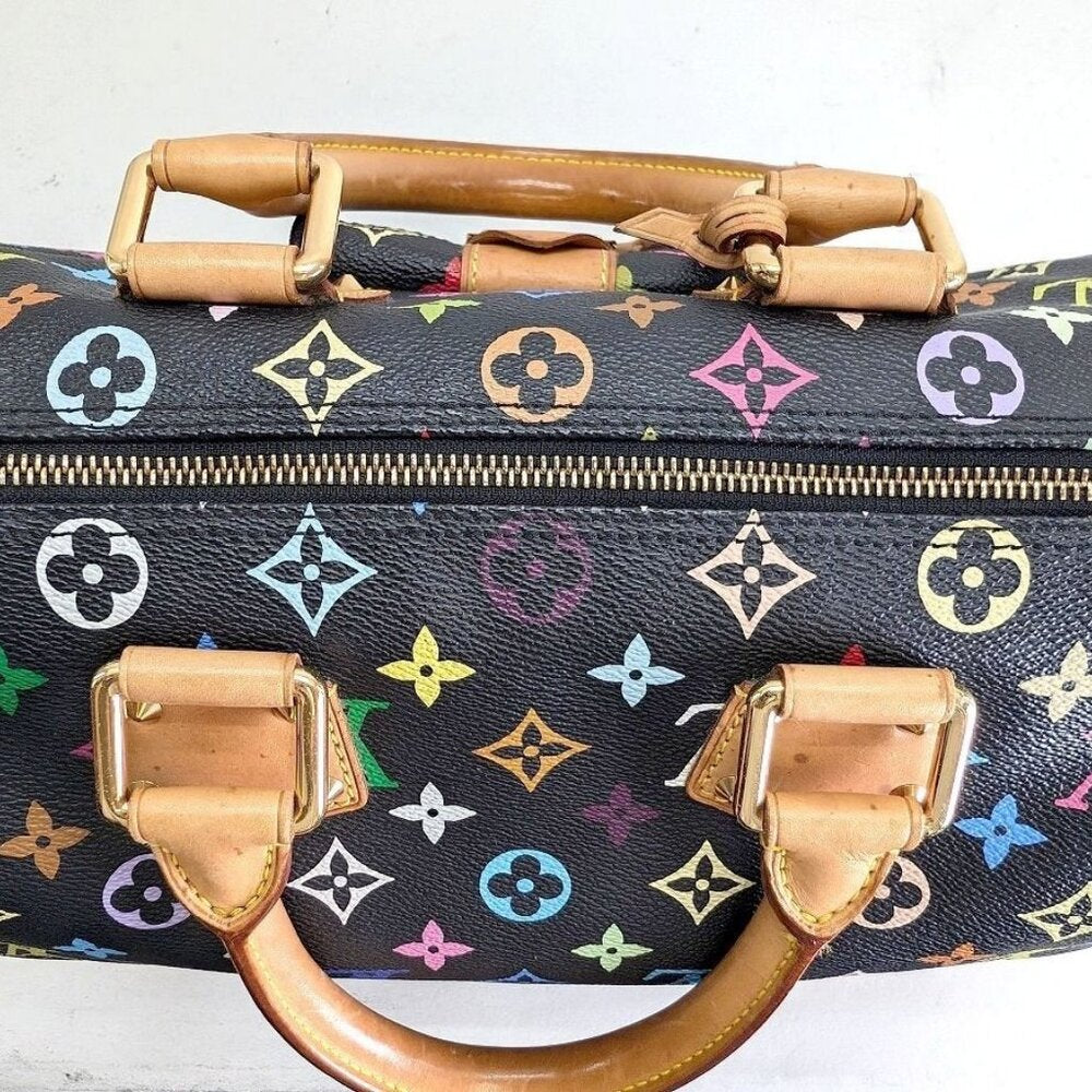 Louis Vuitton Speedy 30 Monogram Multicolor Sac Bag Black Tote Handbag