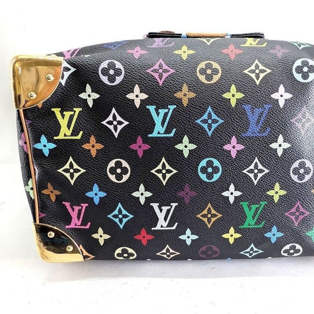 Louis Vuitton Speedy 30 Monogram Multicolor Sac Bag Black Tote Handbag