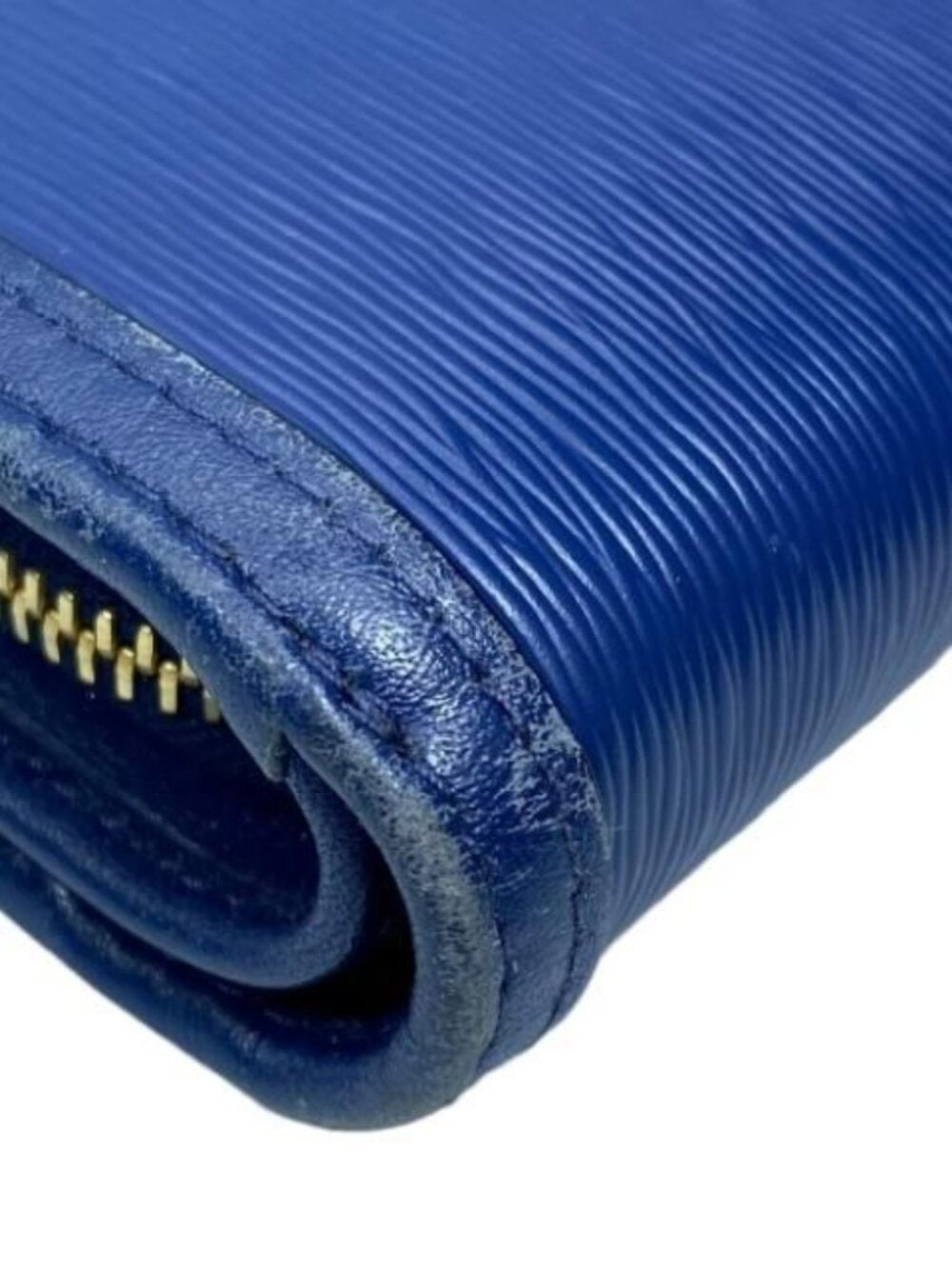 Prada 1 Ml225 Wallet Medium Fold Logo Ribbon Motif Leather Blue — view 3