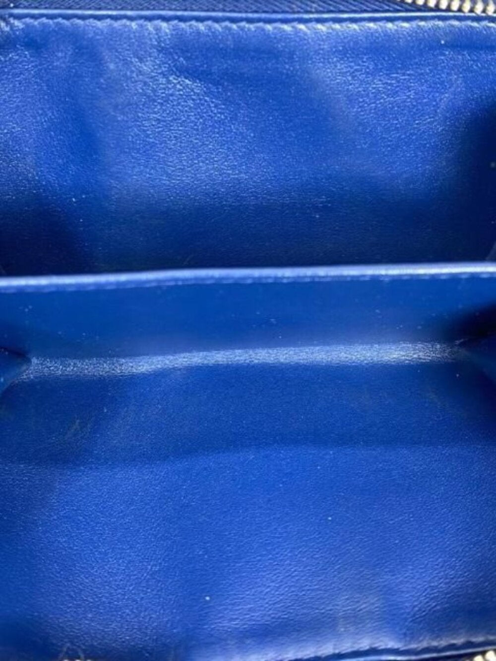 Prada 1 Ml225 Wallet Medium Fold Logo Ribbon Motif Leather Blue — view 7
