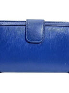 Prada 1 Ml225 Wallet Medium Fold Logo Ribbon Motif Leather Blue — view 2