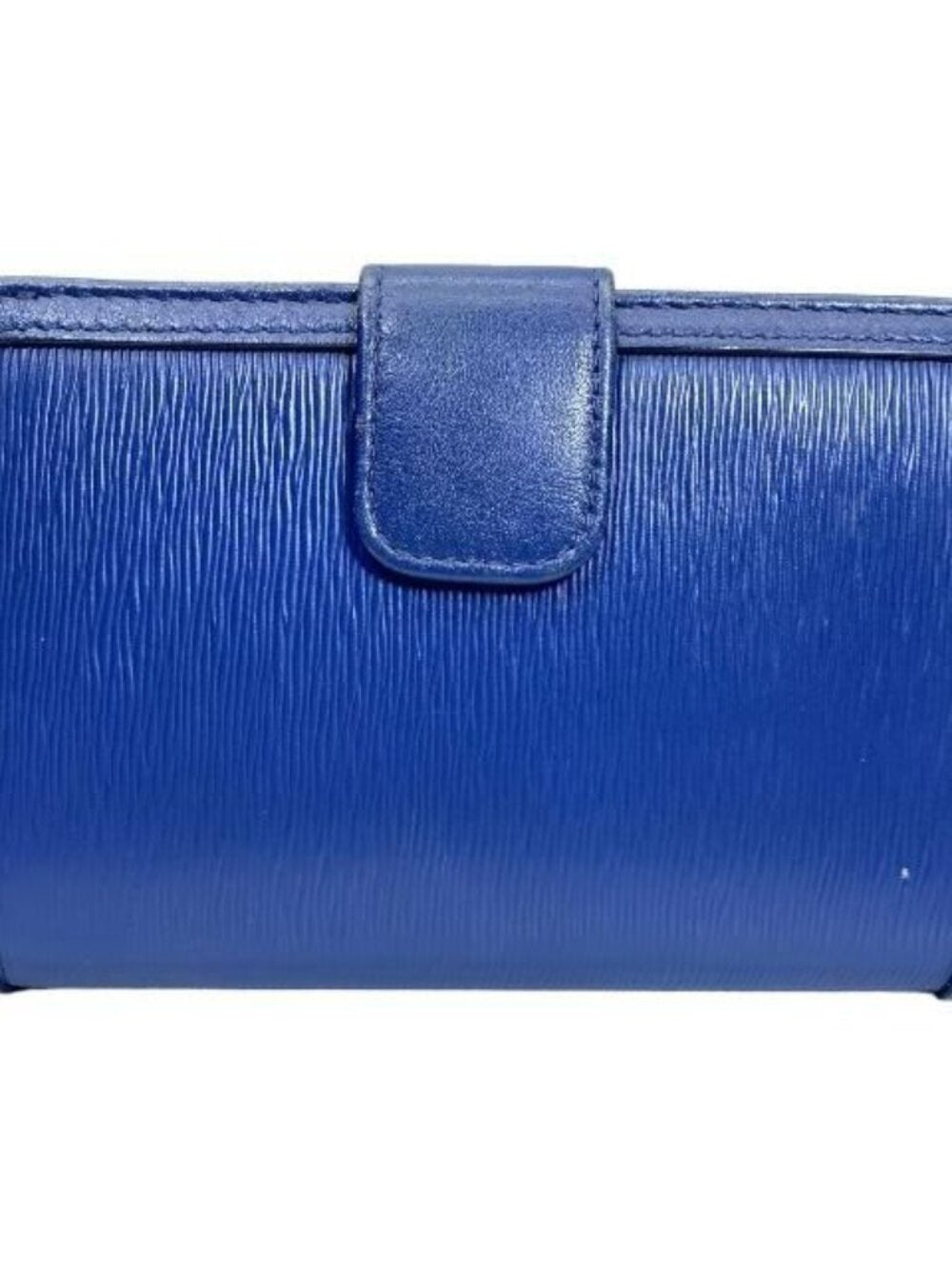 Prada 1 Ml225 Wallet Medium Fold Logo Ribbon Motif Leather Blue — view 2