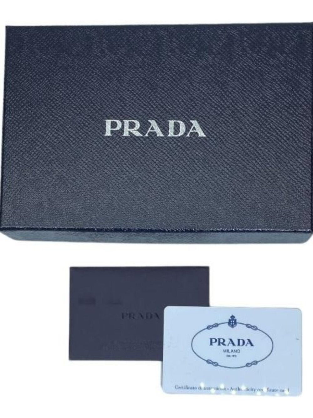 Prada 1 Ml225 Wallet Medium Fold Logo Ribbon Motif Leather Blue — view 8