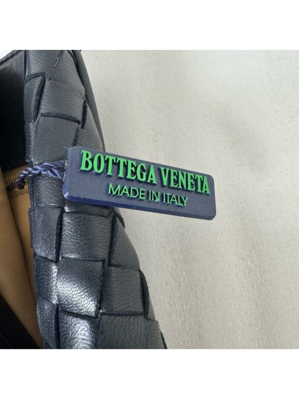 Bottega Veneta Intrecciato Nappa Shoulder Bag Purse Navy Black Leather