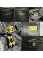 Chanel CC Vintage Backpack Bag Patent Leather Black Turnlock Chain