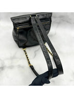 Chanel CC Vintage Backpack Bag Patent Leather Black Turnlock Chain