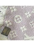 Louis Vuitton Logomania Silk Wool Scarf Monogram Grey Light Purple Pink