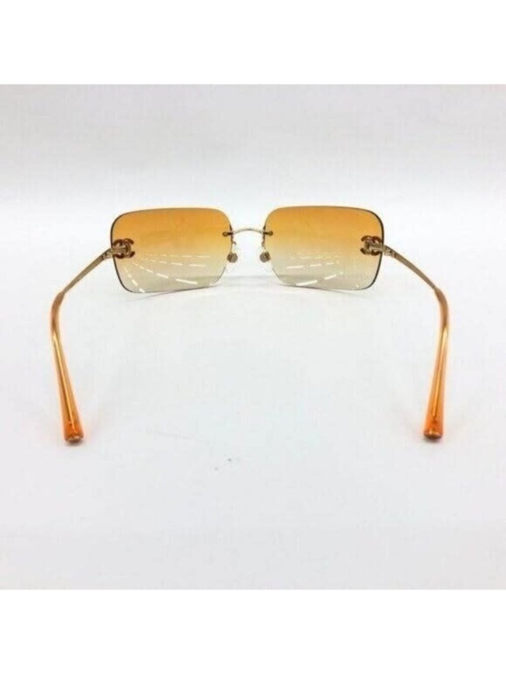 Chanel Vintage Sunglasses Rhinestone CC Logo Rimless Gradient Gold Orange — view 8