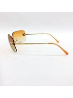 Chanel Vintage Sunglasses Rhinestone CC Logo Rimless Gradient Gold Orange — view 6