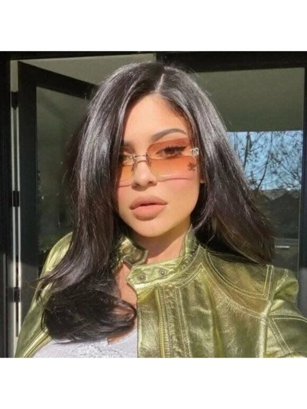 Chanel Vintage Sunglasses Rhinestone CC Logo Rimless Gradient Gold Orange — view 4