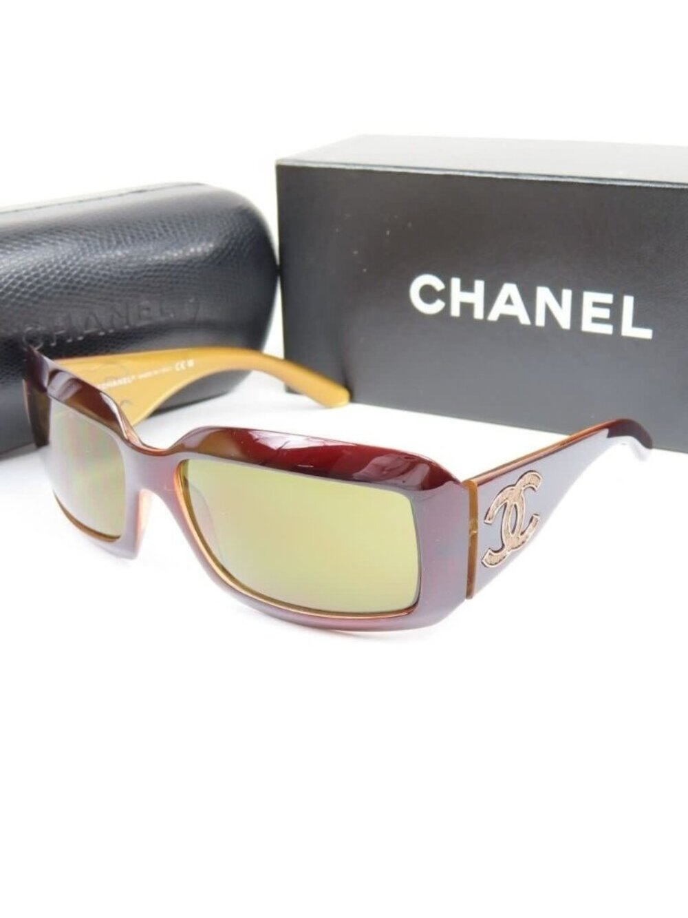 Chanel CC Vintage Logo Mother of Pearl Sunglasses 6022-Q Brown Amber — view 4