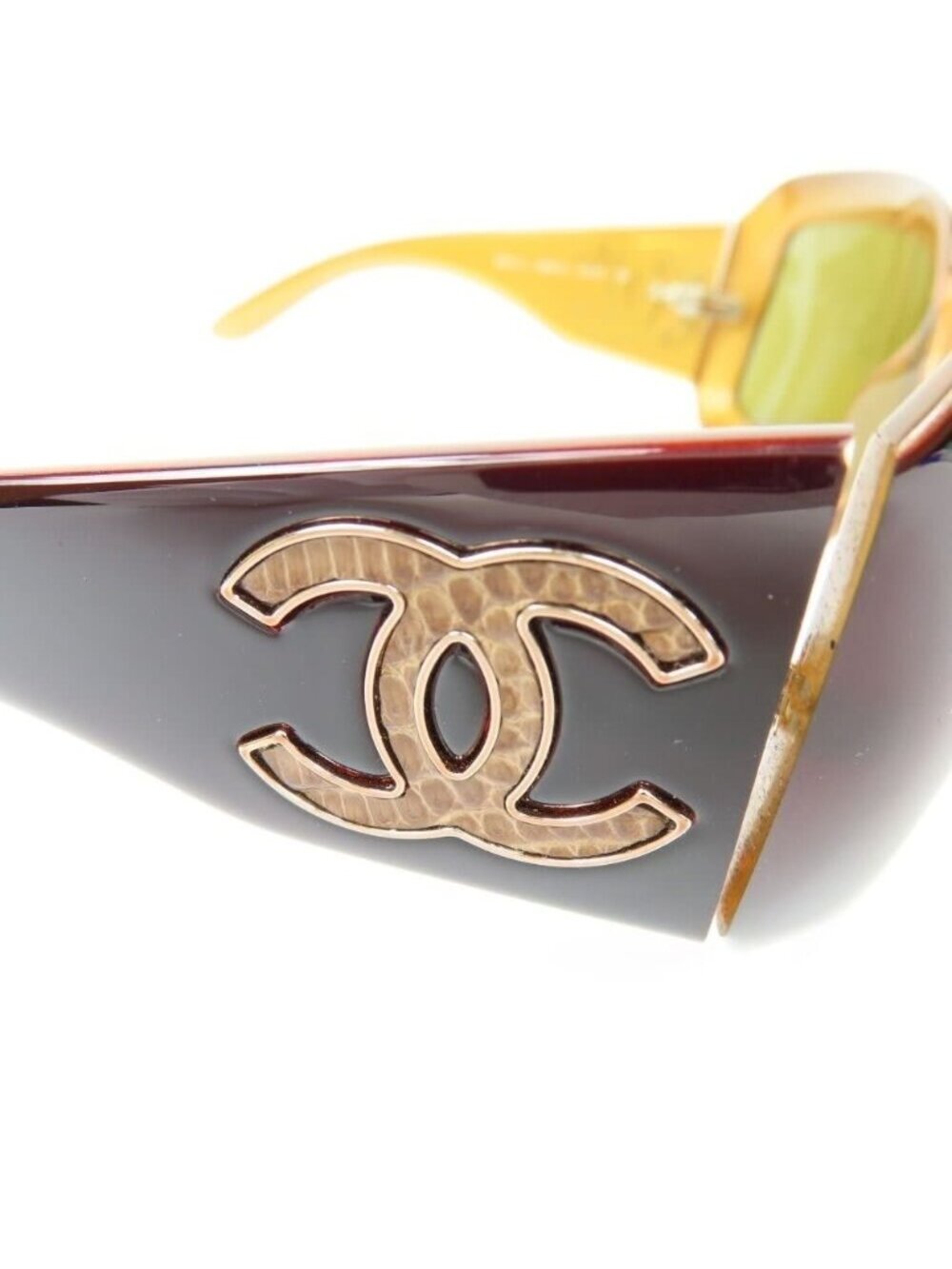 Chanel CC Vintage Logo Mother of Pearl Sunglasses 6022-Q Brown Amber — view 7