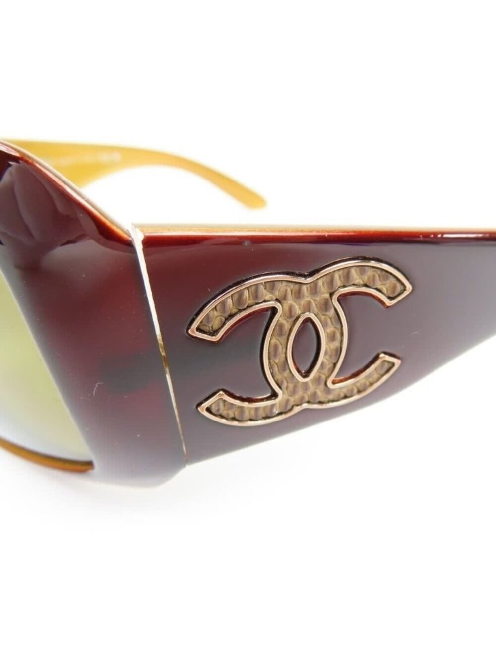 Chanel CC Vintage Logo Mother of Pearl Sunglasses 6022-Q Brown Amber — view 6