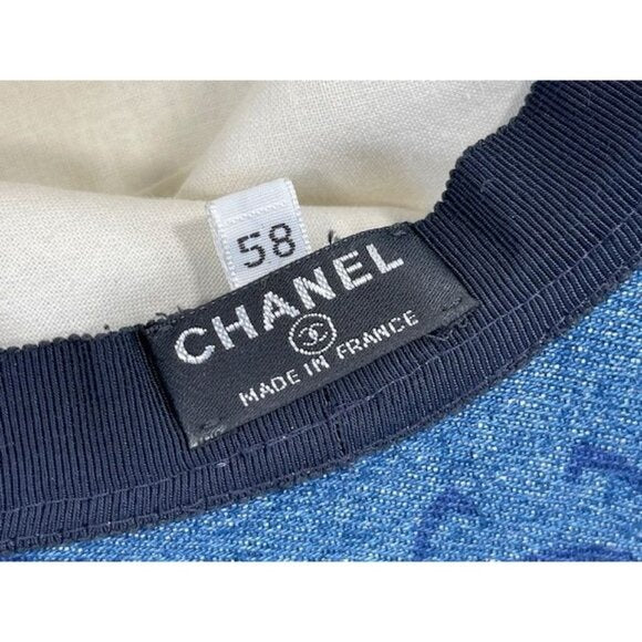 Chanel CC Denim Hat Wide Brim Bucket Cap 58 Blue Vintage — view 5