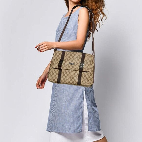 Gucci GG Supreme Web Canvas Sherry Messenger Bag Monogram Flap Tote — view 5