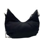 Prada Nylon Leather Chain Shoulder Bag Triangle Plate Logo Black — view 2