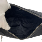 Prada Nylon Leather Chain Shoulder Bag Triangle Plate Logo Black — view 7
