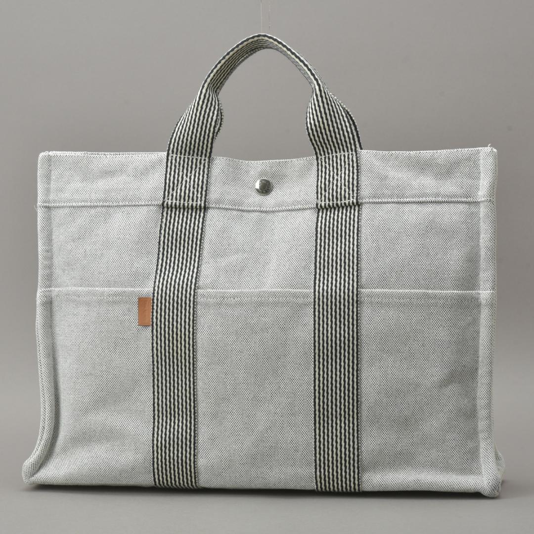 Hermes New Fourre Tout MM Tote Bag Canvas Gray Black