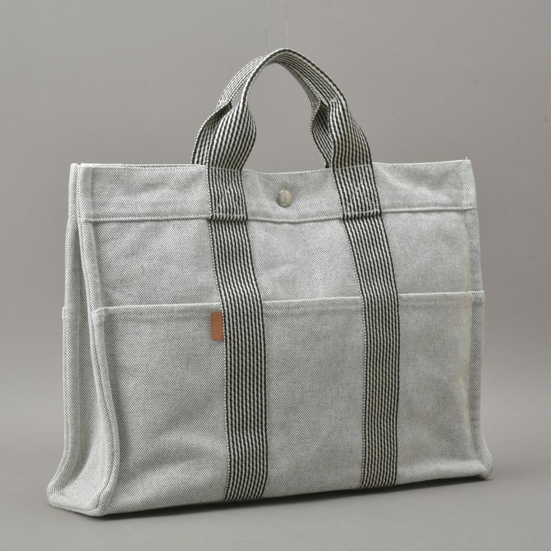 Hermes New Fourre Tout MM Tote Bag Canvas Gray Black — view 2
