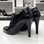 Chanel Patent Coco Mark Lace Up Booties Black — view 5