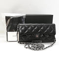 Chanel Caviar Quilted Wallet Black Silver
