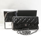 Chanel Caviar Quilted Wallet Black Silver
