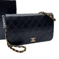 Chanel Quilted Lambskin Chain Shoulder Bag Black CC Logo