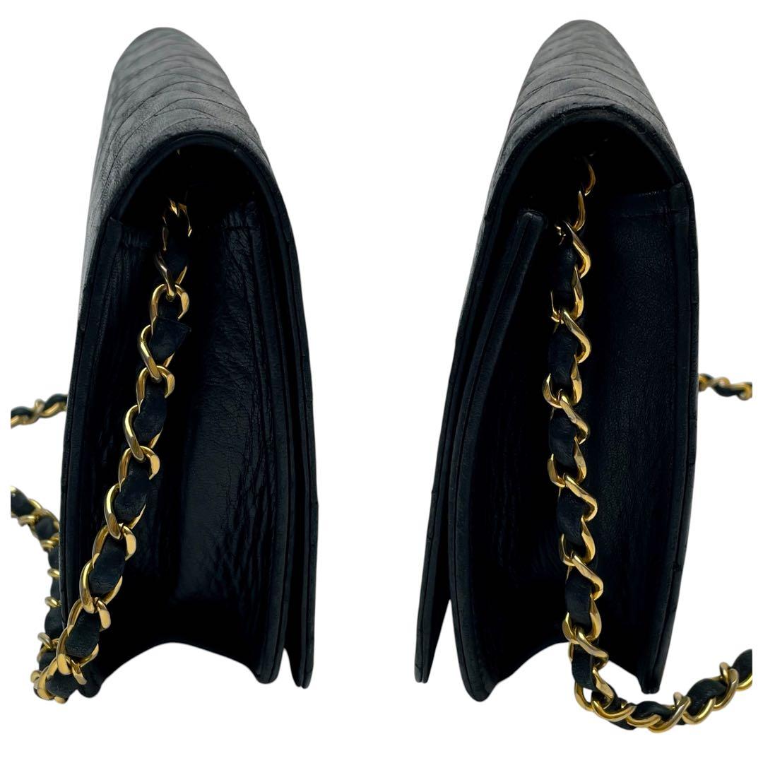 Chanel Quilted Lambskin Chain Shoulder Bag Black CC Logo — view 3