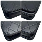 Chanel Quilted Lambskin Chain Shoulder Bag Black CC Logo — view 5