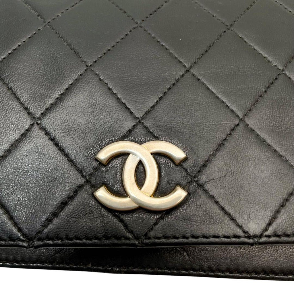 Chanel Quilted Lambskin Chain Shoulder Bag Black CC Logo — view 9