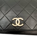 Chanel Quilted Lambskin Chain Shoulder Bag Black CC Logo — view 9