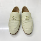 Chanel CC Logo Patent Loafers Ivory — view 2