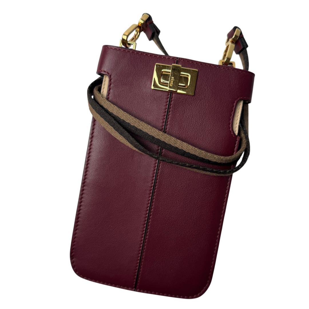Fendi Peekaboo Leather Phone Pouch