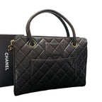 Chanel Lambskin Quilted Hand Bag CC Logo Bicolor