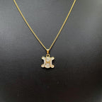 Celine Triomphe Rhinestone Chain Necklace Gold