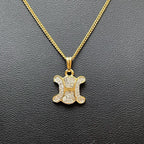 Celine Triomphe Rhinestone Chain Necklace Gold