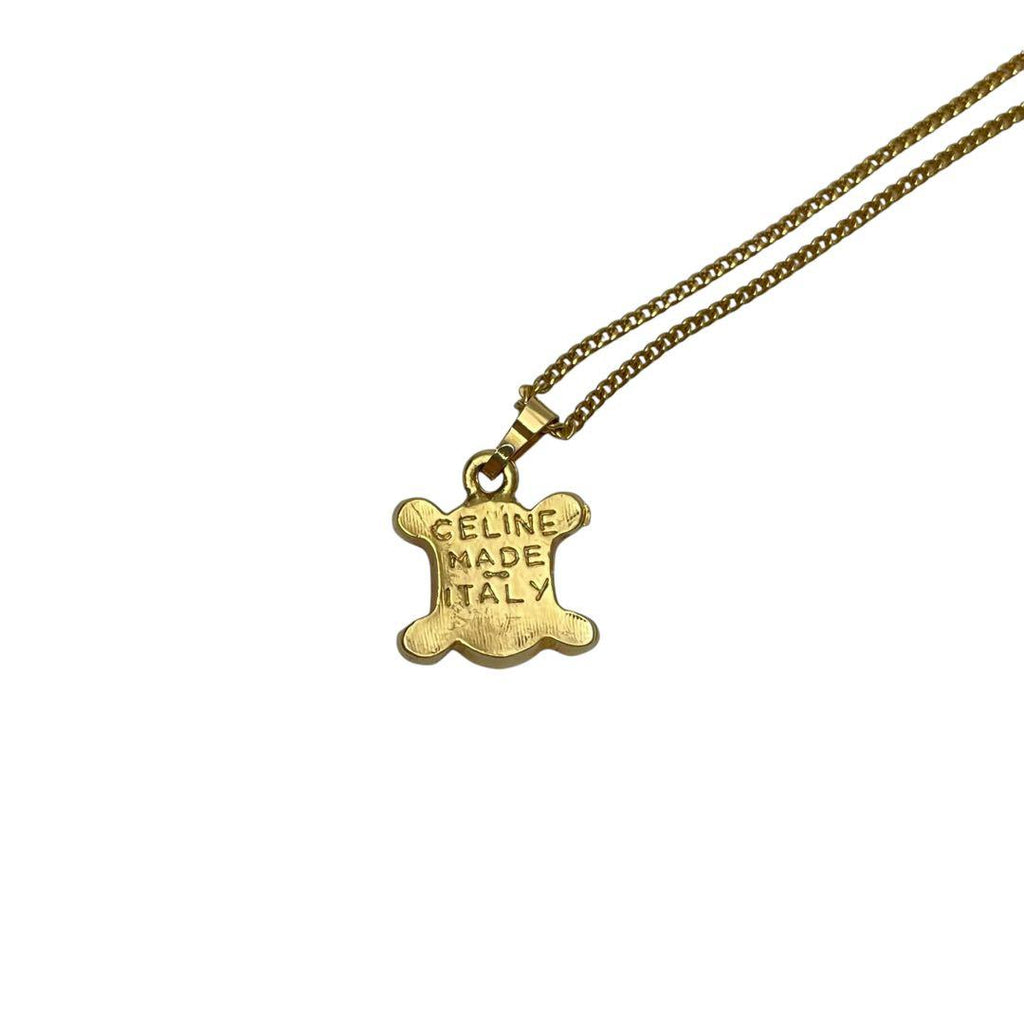 Celine Triomphe Rhinestone Chain Necklace Gold