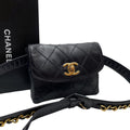 Chanel Bicolor Quilted Lambskin Waist Belt Bag Black