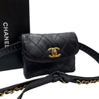 Chanel Bicolor Quilted Lambskin Waist Belt Bag Black