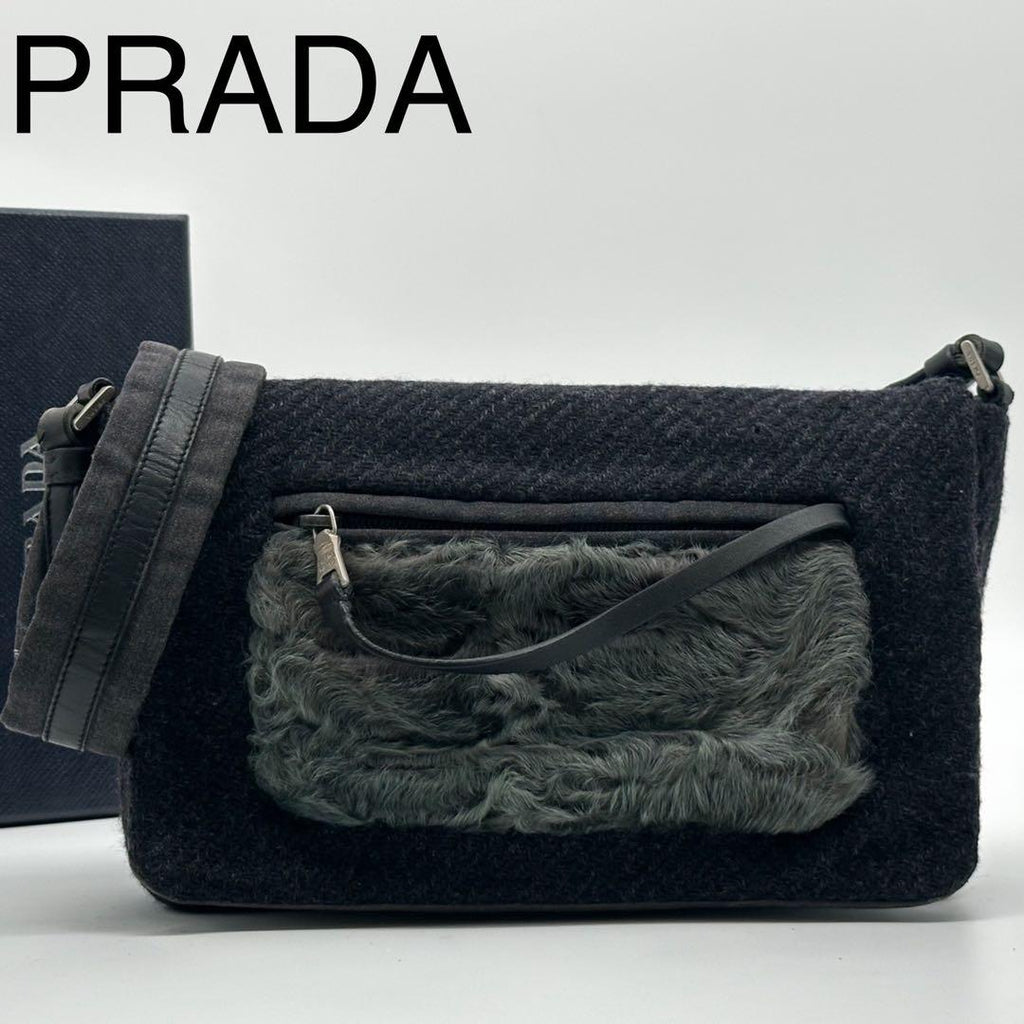 Prada Archive Vintage Wool Shoulder Handbag