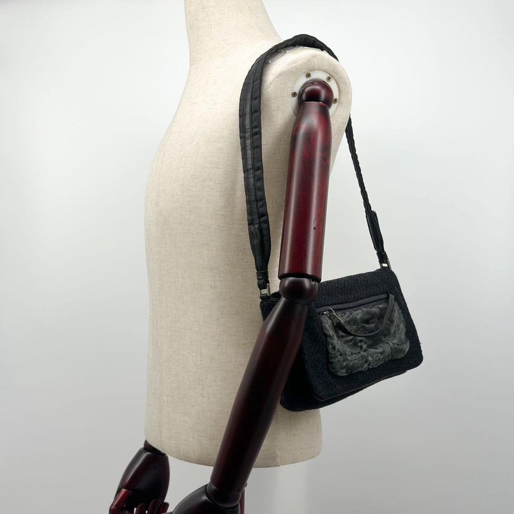 Prada Archive Vintage Wool Shoulder Handbag — view 5