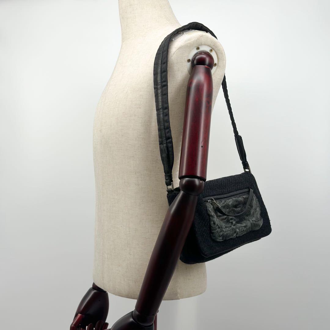 Prada Archive Vintage Wool Shoulder Handbag — view 5