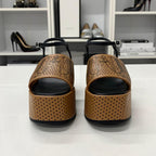 Hermes Cervera Bride de Gala Eyeliner Perforet Leather Sandals — view 4