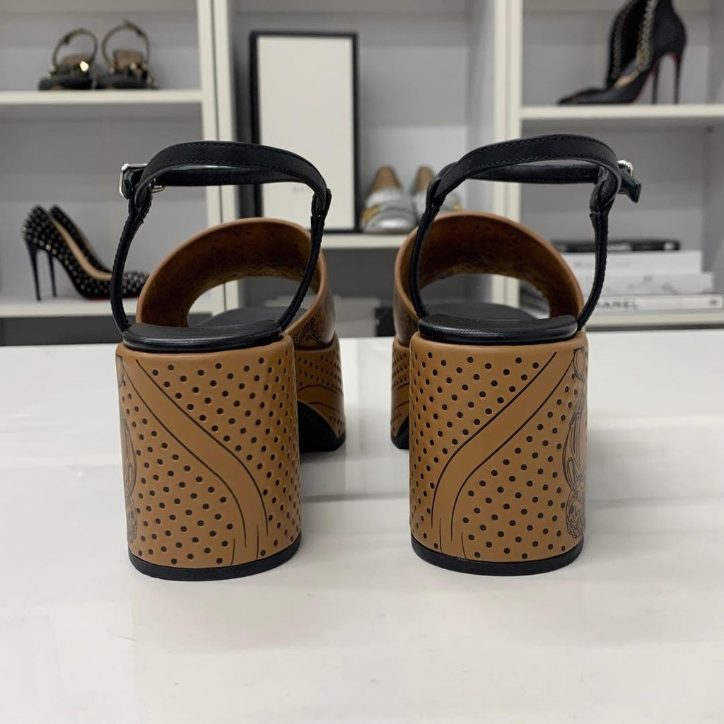 Hermes Cervera Bride de Gala Eyeliner Perforet Leather Sandals — view 6