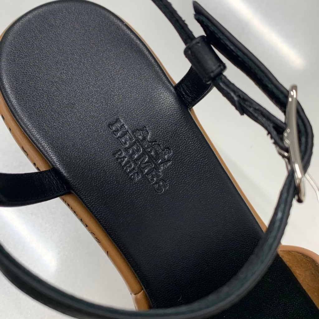 Hermes Cervera Bride de Gala Eyeliner Perforet Leather Sandals — view 8