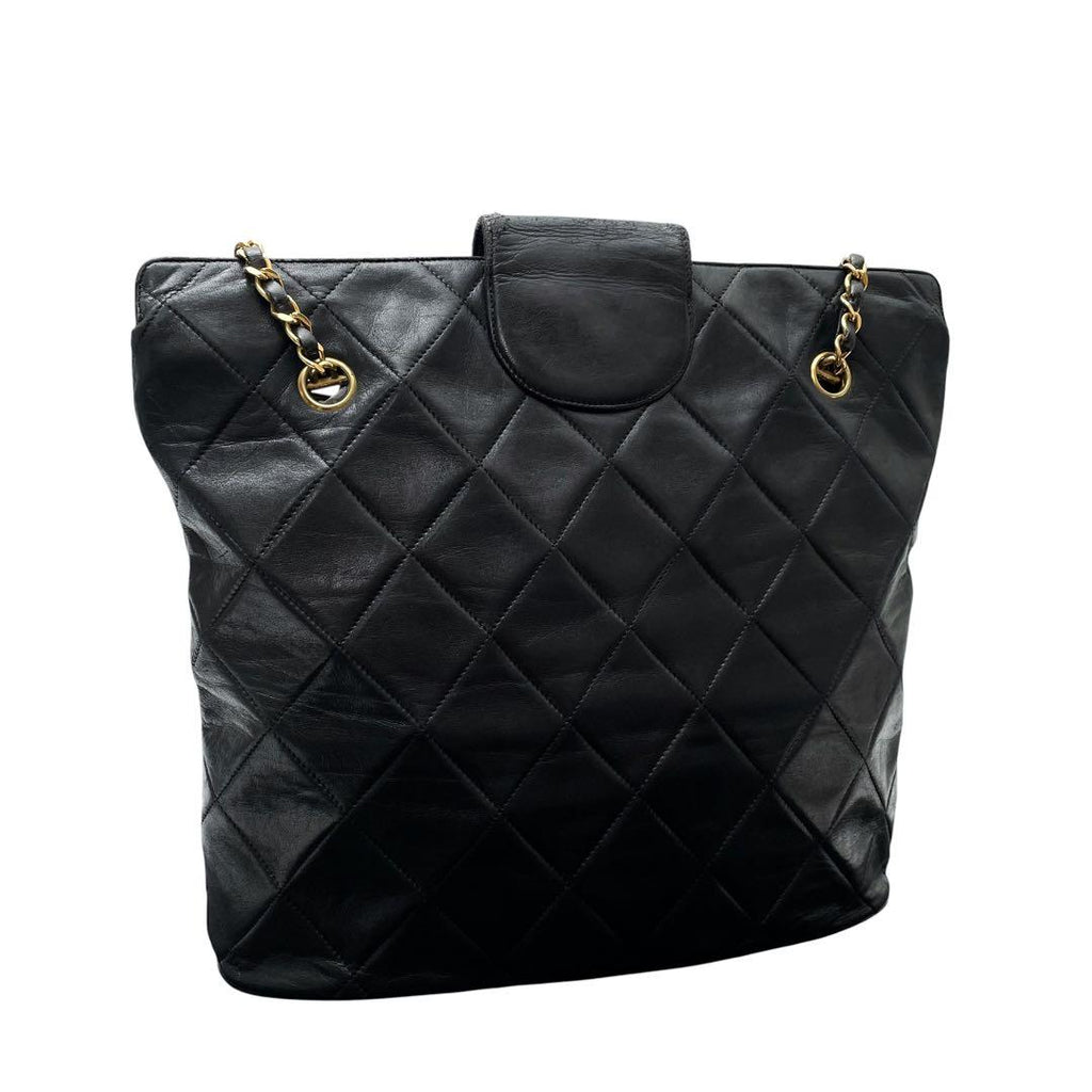 Chanel Lambskin Quilted Chain Shoulder Tote CC Logo — view 2