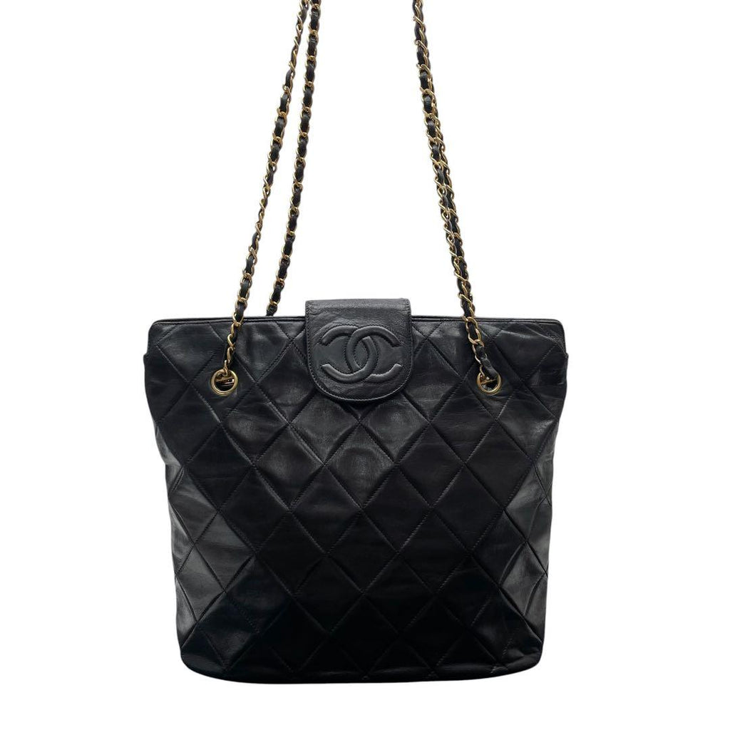 Chanel Lambskin Quilted Chain Shoulder Tote CC Logo — view 3